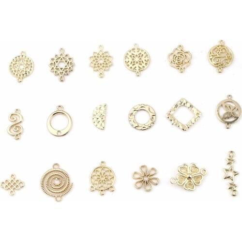 Doreen Box Gold-plated Hollow Flower Round Zinc Alloy Connector Zinc Based Alloy Connectors for DIY Jewelry Making
