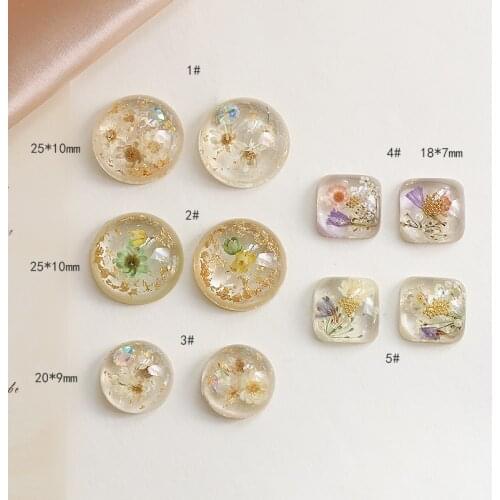 Transparent round square resin inlaid with gold leaf immortal flower patch diy handmade jewelry earrings accessories material