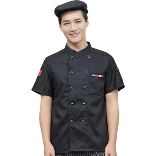 Chefs Work Clothes Hotel Kitchen Chef Clothes Short-sleeved Summer Coat Restaurant chef Uniforms Jacket Women