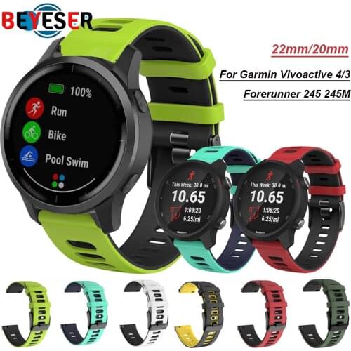 20 22MM Watch Band for Garmin Vivoactive 3/Vivoactive 4 /Forerunner 245 M Silicone Strap for Samsung Galaxy Watch 42mm Watchband