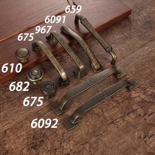 Retro Metal Antique Brass 96mm 128mm Kitchen Cabinet Door Handle Furniture Drawer Knobs Wardrobe Cupboard Pulls Handles 610