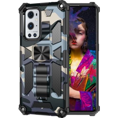 Luxury Camouflage Armor Anti-fall Invisible Magnetic Kickstand Phone Case For OnePlus 9 Pro Nord N10 N100 N200 Protective Cover