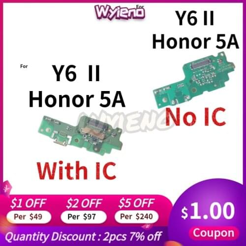 Wyieno Y6-II Charging Port Plug For Honor Y6II Y6 II CAM-L23 CAM-L03 CAM-L21 CAM-AL00 CAM-UL00 Charger Flex Cable Microphone