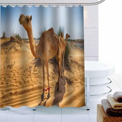 New Desert Camels Animal Shower Curtain 12 Hook Polyester Fabric 3D Printing Bathroom Curtain Waterproof Bath Curtain Decor