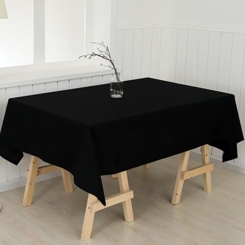 Polyester Fabric White Rectangular Tablecloth white and Navy Blue Plain Table Cover For Weddings Event Hotel Banquet Tablecloth