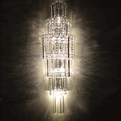 Modern Villa large standing Crystal Wall Light Indoor wall sconce Luminaire Bedside Hotel Living room Church crystal Wall Lamps