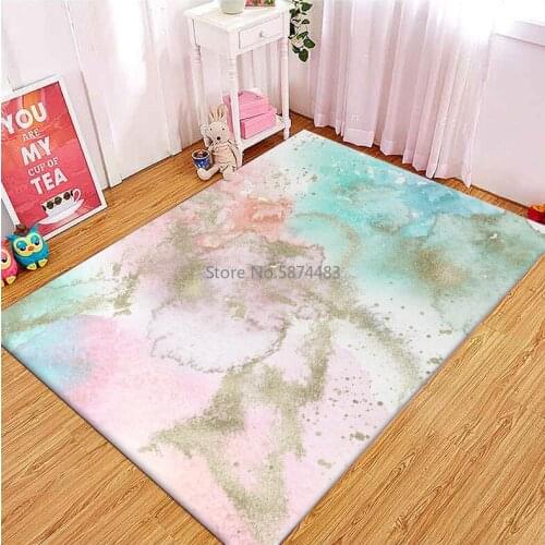 Modern Abstract Fresh Ink Blue Powder Golden Kitchen Living Room Bedroom Bedside Carpet Floor Mat Customization