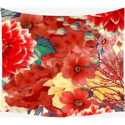 Bright Red Flowers Tapestry for Livingroom Photography Wall Decor