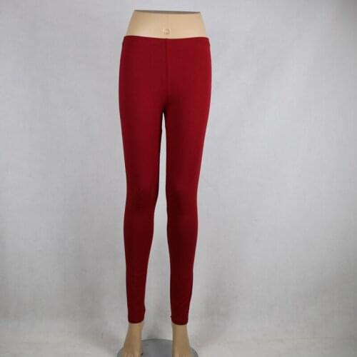 Shikoroleva 2020 Solid Color Burgundy Red Leggings Xs- 7xl Women Modal Cotton Elastic Skinny Jeggings Pants Girl 6XL 5XL Leg