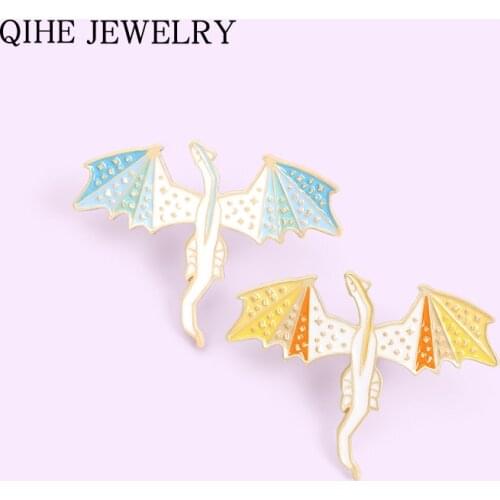 Ice and Sunset Dragon Enamel Pins Custom Anime Dinosaur Brooches Bag Clothes Lapel Pin Animal Badge Jewelry Gift for Friends