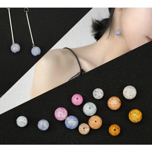 Crack Beads Colored Glass Ball DIY Handmade Earrings Accessories Pendant Necklace Jewelry Finding Components 10pcs