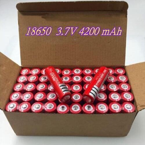100% new original 18650 Rechargable Battery 18650 4200 mAh 3.7 V Battery for LED Lantern torch