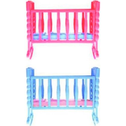 12.5*9*10.5cm Darling Doll Furniture for Rocking Cradle Bed for Doll Accessories Toys For Children Mini Dolls House Kids Toy