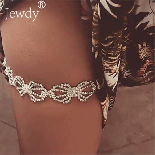 2020 Sexy Flower Rhinestone Thigh Leg Body Chain Luxury Crystal Statement Fashion Body Jewelry for Women Summer Beach Brassiere