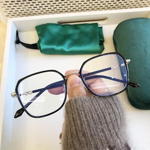 2021Fashion Trend Eyeglass Man and Women TR90 Retro Full Frame Spectacles Metal Clear Lens Myopia Customized Unisex