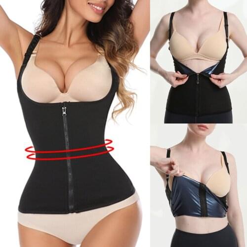 2021 New Womens Corset Sweat Sauna Shaper Vest Adjustable Strap Zipper Body Shapewear Workout Corset Belt Waist Trainer Thermo