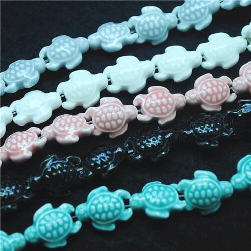 40pcs Handmade Carving Ceramic Beads Turtles Shape size 14x17mm New Porcelain Beads accessories For Womens Bracelet Making fits