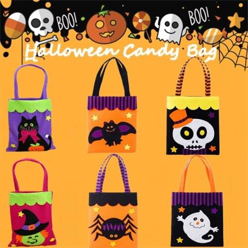 6 Styles Halloween Decoration Shopping Bag Non-woven Handbag Pumpkin Bag Candy Bag Childrens Handbag kids Women Gift Bag