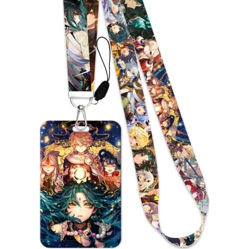 Anime Lanyard Genshin Impact Neck Strap Rope For Mobile Cell Phone ID Card Badge Holder With Keychain Keyring Gift