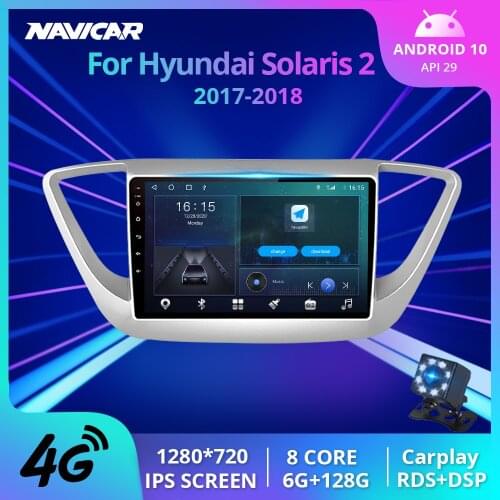 2DIN Android 10.0 Car Radio For Hyundai Solaris 2 2017 - 2018 Car Multimedia Video Player Navigation GPS No 2din Dvd Player