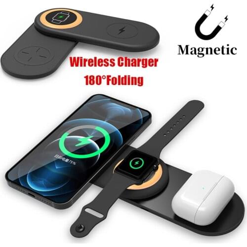 15W Qi Wireless Charger For iPhone 12 Pro Max 11 XR X 8 xiaomi Huawei Airpods Pro iWatch Headphones 3 in 1Foldable Charging Dock