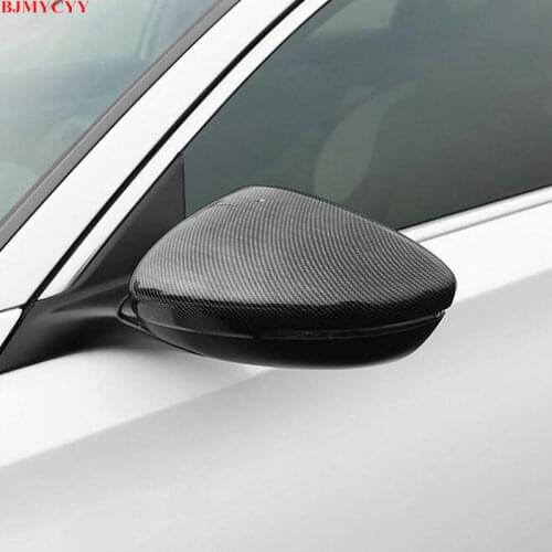 BJMYCYY 2PCS/SET Automobile rearview mirror carbon fiber decorative cover For Honda Accord 10th 2018 2019