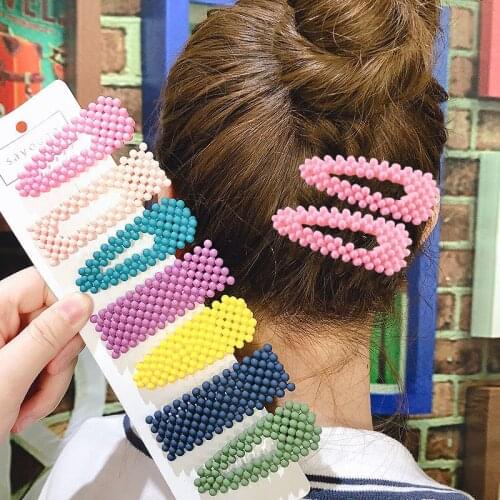 New Fashion Colored Imitation Pearl Hair Clip Women Hair Accessories For Girl Accessories Hairpins Rectangular Barrettes