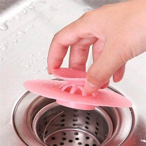 Home Press Bounce Type Can Closed Kitchen Water Tank Filter Silicone Floor Drain Hair Stoppers Catchers Bathroom Anti Clogging