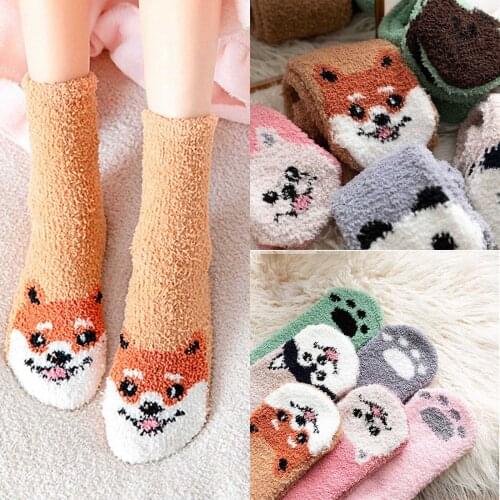 JAYCOST Adult Animal Print Womens socks Lovely stockings cute kawaii socks Puppy Plush Middle Tude Socks Home Stockings Socks