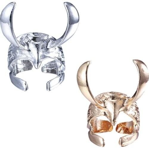 Loki Helmet Rings Charm Jewelry Gifts Cosplay Accessories 2Pcs Set