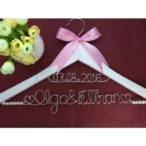 Lace Personalized Wedding Hanger, bridesmaid gifts, name hanger, brides hanger custom Bridal Gift white hanger with bowknot