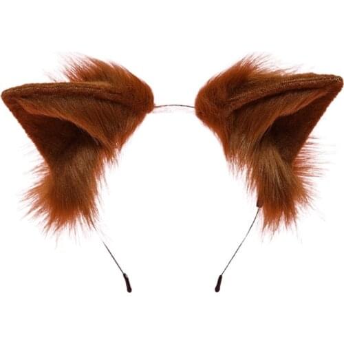 Girls Animal Wolf Cat Ears Plush Hair Hoop Lolita Lovely Party Headdress Anime Cosplay Party Kawaii Accessories