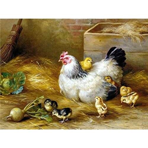Animal Chicken DIY Embroidery 11CT Cross Stitch Kits Craft Needlework Set Cotton Thread Printed Canvas Home Decoration Sale