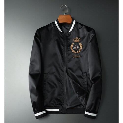 New Men luxury Rib Sleeve Embroidered bee Crown Striped High couple Baseball Coats & Jackets Abstract digital coat Motor #N88