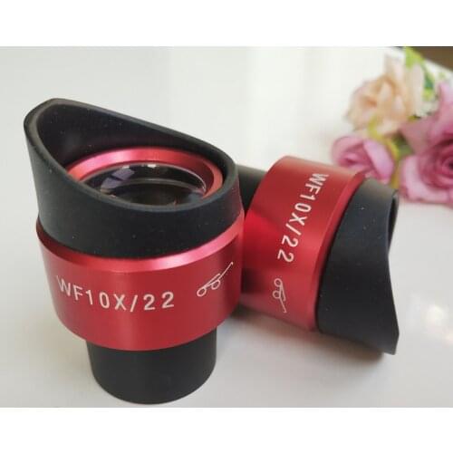 New WF10X 22mm Red Coated Adjustable Stereo Microscope High Eyepoint Wide Angle Eyepiece Lens 30mm with Rubber Eye Guards