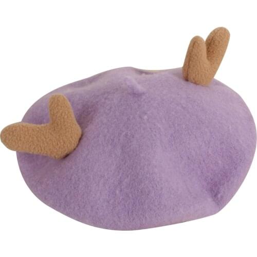 Baby Toddler Girls Wool Solid Cute Beret Hats Children Kids Deer 3D Pattern Cap Autumn Winter Warm Beanie Hats 2-6T