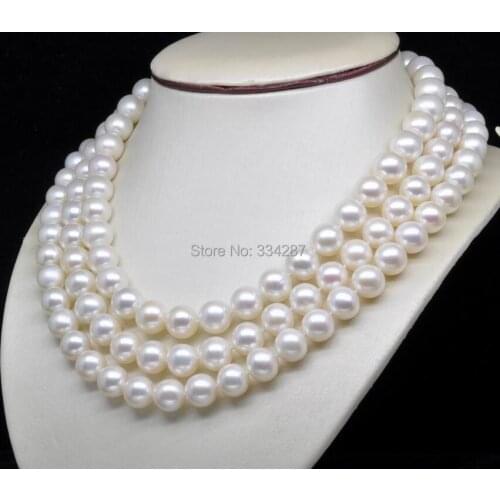 Natural AAA+ GRADE 7-8MM WHITE PEARL NECKLACE 60" Long