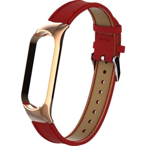 Genuine Leather Various Styles Red Watch Straps For Xiaomi Mi Band 5/6 Smart Bracelet For Mi Band 5 Wristband Replacement