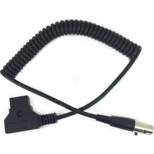 Male D-Tap to Female 4 Pin Pole Mini XLR Spring Coiled Cable Audio Microphone Connector for V-Mount Battery Plate Speaker Mic
