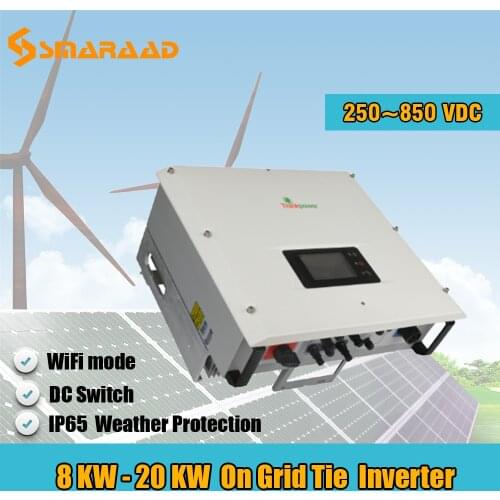 Solar Power On Grid 8000W 10000W 8KW 10KW 15kw 20kw Input MPPT Waterproof IP65 Grid Tie Solar Power Inverter with Wifi DC Switch