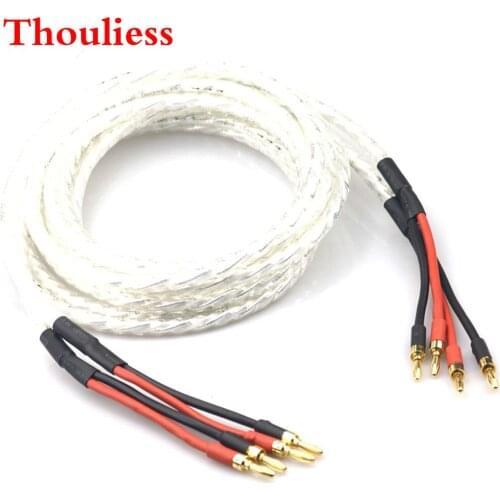 Thouliess pair HIFI 6N OFC Hi-end Speaker Cable CD DVD Speaker Loudspeaker Cable with 2 to 2 Banana Plugs