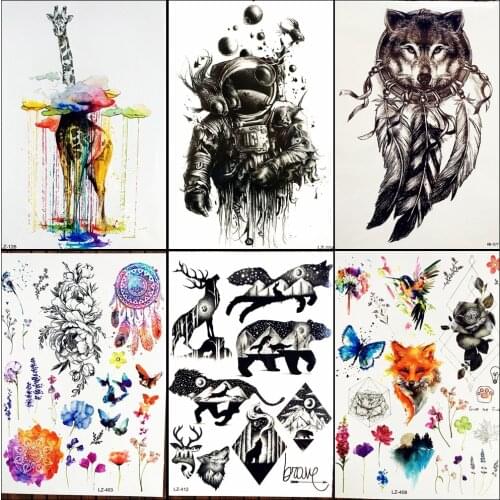 25 Pattern Fake Flash Temporary Giraffe Tattoo Stickers Water Color Body Art Arm Legs Tattoo Women Men Colorful Tatoo ALZ-126