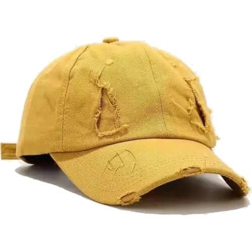 Hole High Quality Retro Mens Baseball Cap Kpop Hip-Hop Womens Baseball Cap For Female Cotton Snapback Sun Hat BQM101