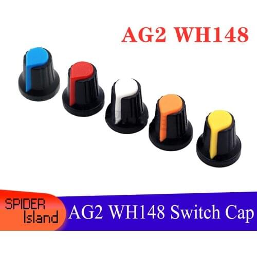 WH148 Potentiometer Knob Cap(copper core) 15X17mm 6mm Shaft Hole AG2 Yellow Orange Blue White Red