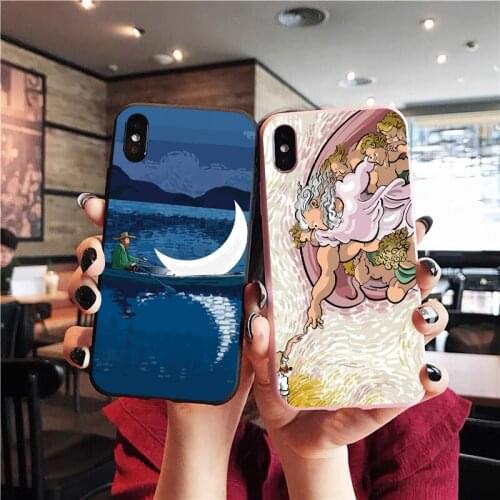 Funny Van Gogh Phone Case For iPhone 12 Pro SE 2020 11 Pro X XR Xs Max 7 8 6 Plus Mini Starry night Oils Soft Back Cover Coque