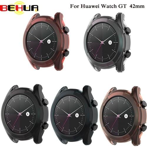 Protection Cases For Huawei Watch GT 42mm slim TPU Transparent Full coverage Protective Case Elegant Version shell frame cover