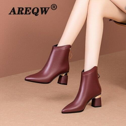 Pointed Toe Short Boots Woman 2022 Fall/Winter Shoes Women High Heeled Boots Heel Female Booties Large Size