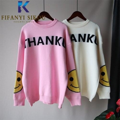 Stretch Knitted Sweater Women Fashion Letter O-Neck Long Sleeve Pullover Female Autumn Winter Thick Warm Sweaters Loose Jumpers