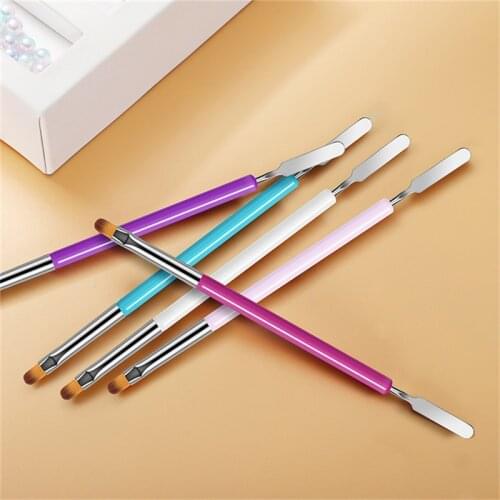1Pc Nail Drawing Brush Pen Acrylic Double Head UV Gel Polish Nail Quick Extension DIY Design Pink White Art Tools