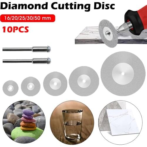 Hot Sale 10PCS Diamond Cutting Wheel Saw Blades Cut Off Discs Glass ceramic Connecting Shank For Dremel Drill Fit Rotary Tool